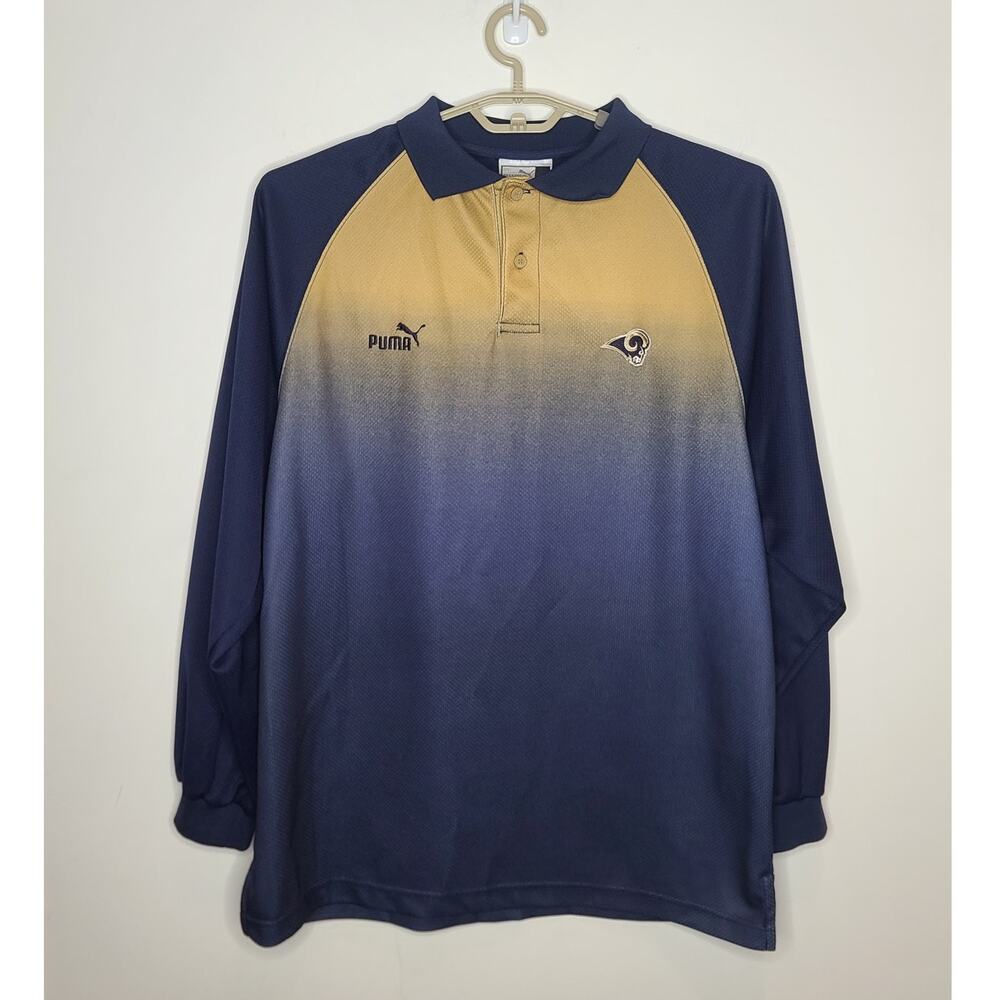 Puma Los Angeles LA Rams NFL football long sleeve polo shirt - large